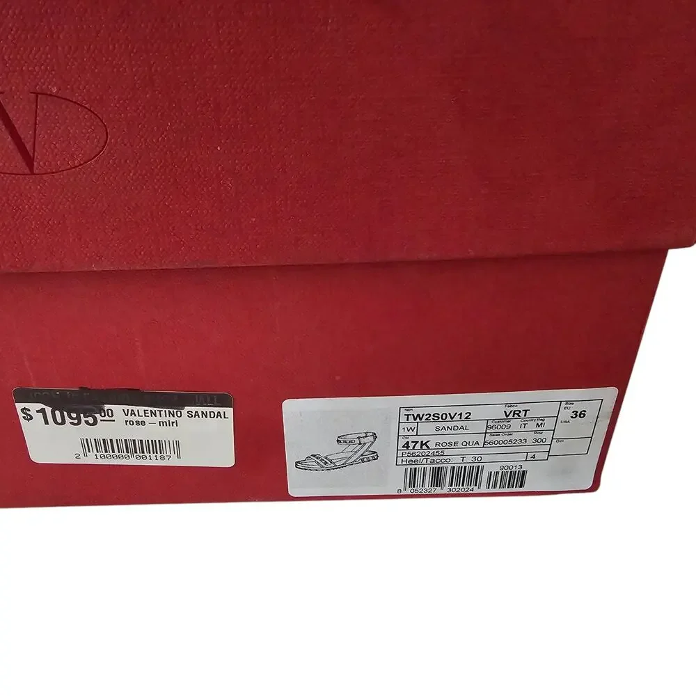 Valentino Garavani Rockstud Flat Ankle Strap Sandal Size 36 US 6 Pink Gold - Picture 10 of 10